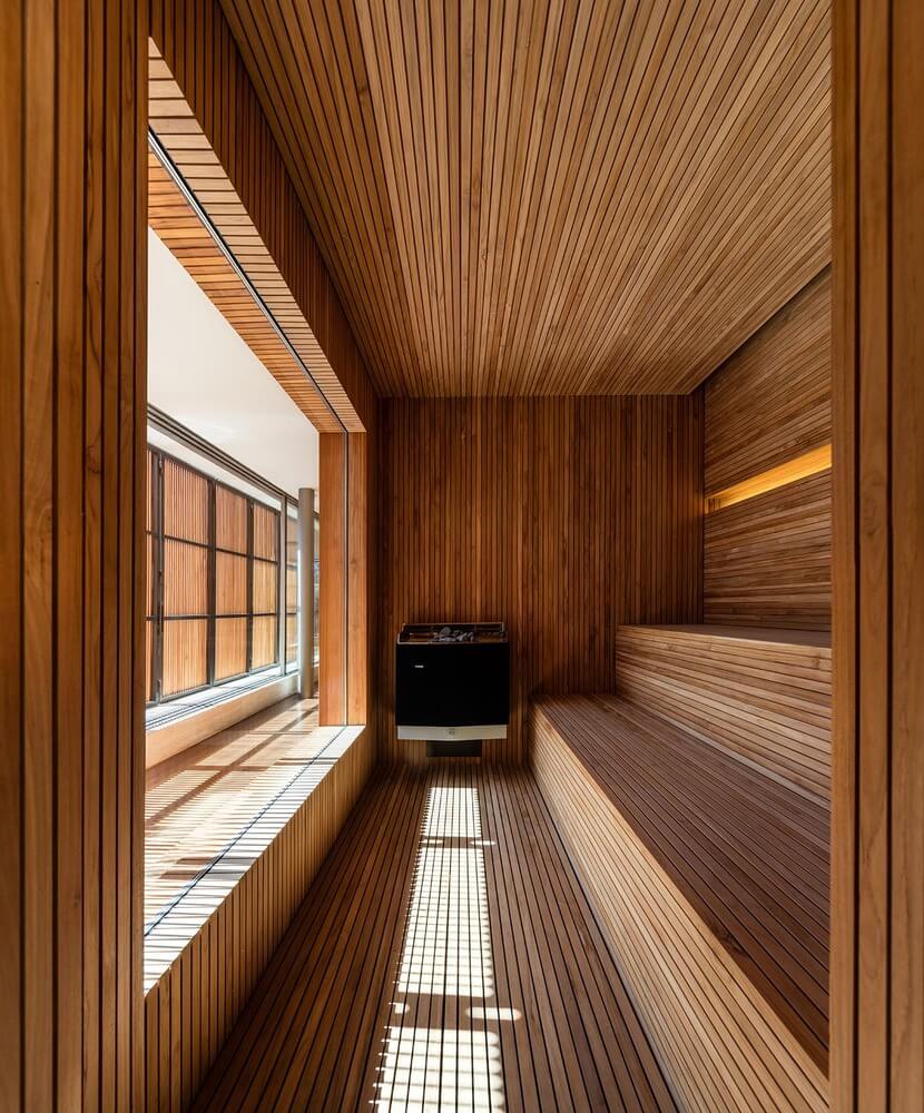 Casa Moderna em São Paulo por Studio mk27 Madeira e Concreto 045 Sauna + Madeira