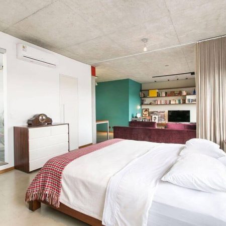 34 Ideias de decoração para Ambientes Integrados quarto e sala com cortina fonte decostore