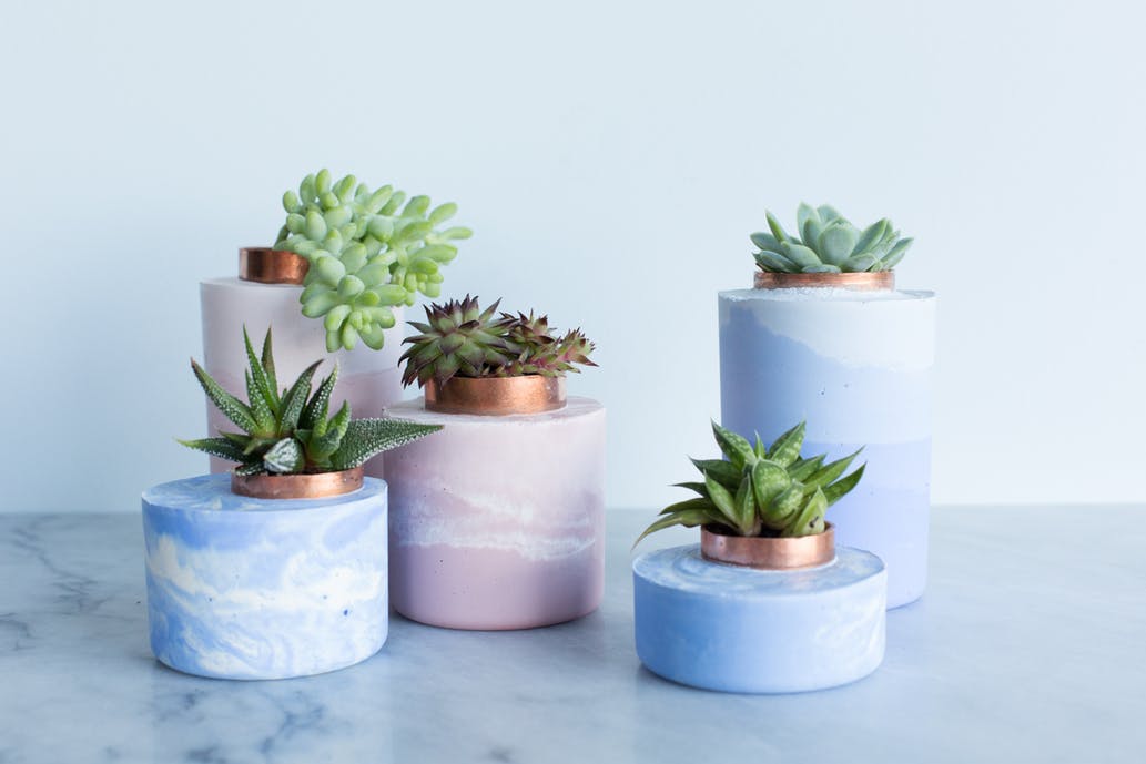 DIY - Como fazer um vaso de plantas marmorizado