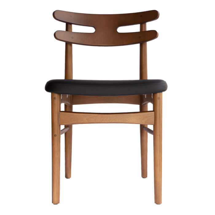 Cadeira HW Decostore - Model 178 MAdeira Marrom Couro Preto Muma