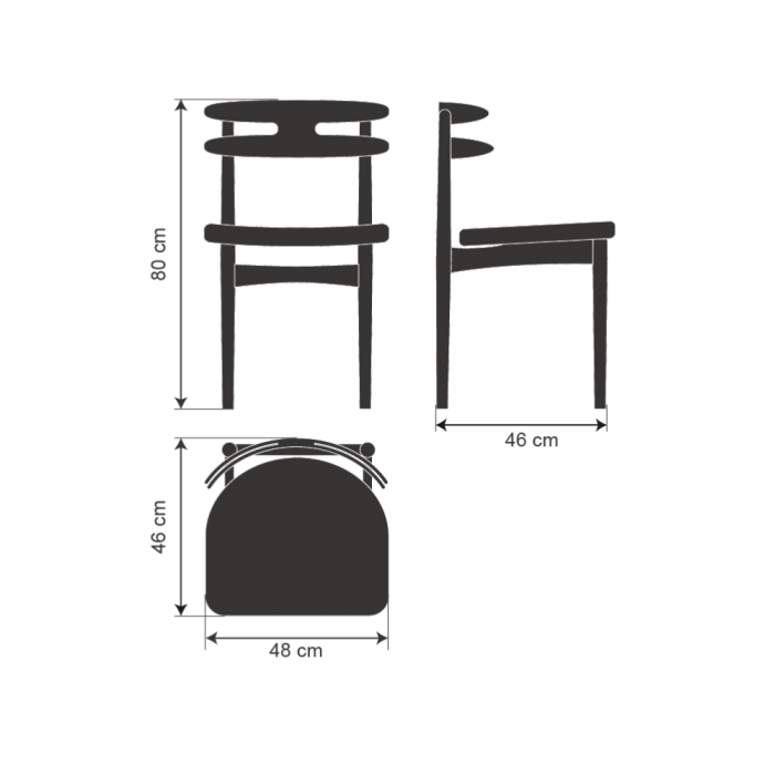 Dimensões Cadeira Model 178 HW - Johannes Andersen