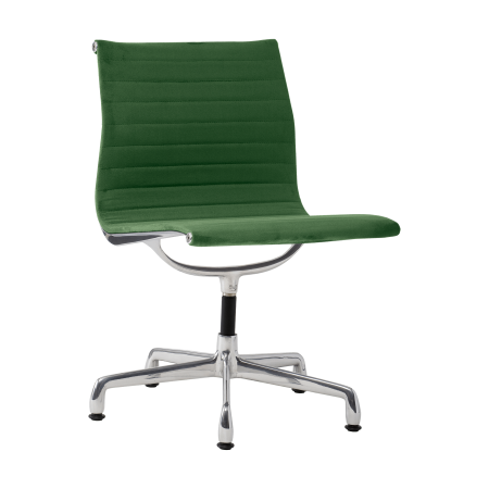 Cadeira para escritório Charles e Ray Eames EA 330 estrutura em alumínio e tecido verde