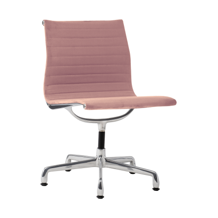 Cadeira para escritório Charles e Ray Eames EA 330 estrutura em alumínio e tecido rosa