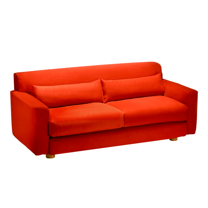 Sofá Past em veludo vermelho