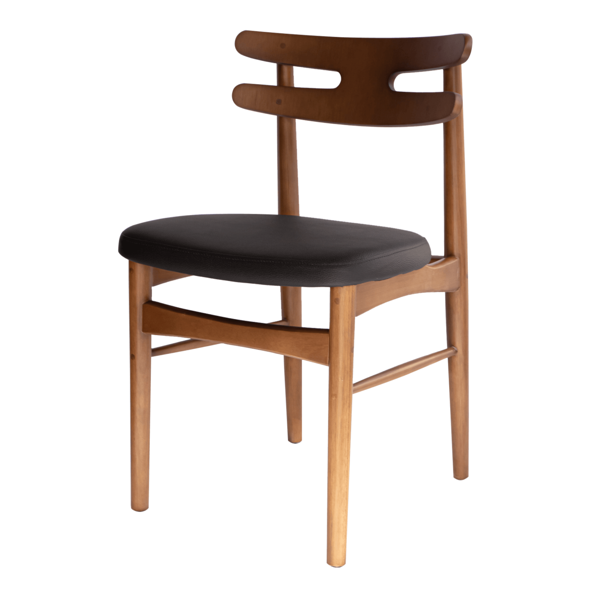 Cadeira HW Model 178 Madeira Escura com Estofado preto