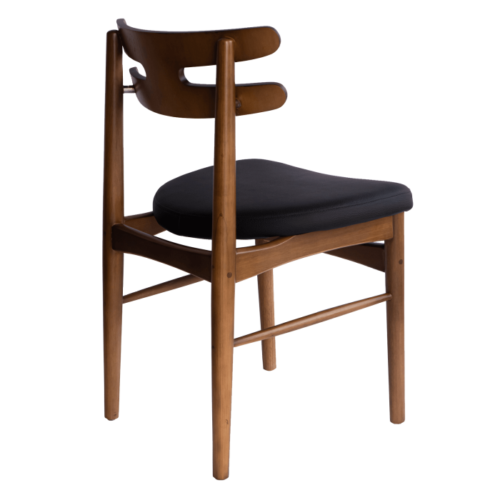 Cadeira HW Model 178 Madeira Escura com Estofado preto