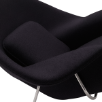 Womb Saarinen Chair Suede S30. Preto Aço inox cromado detalhe
